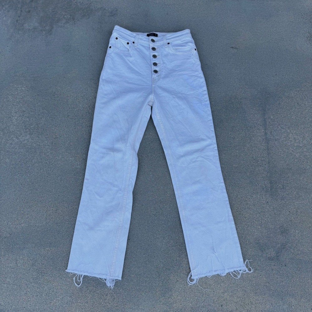 Abercrombie & Fitch Ultra High Rise Straight Jeans White Button Fly Size 25 0